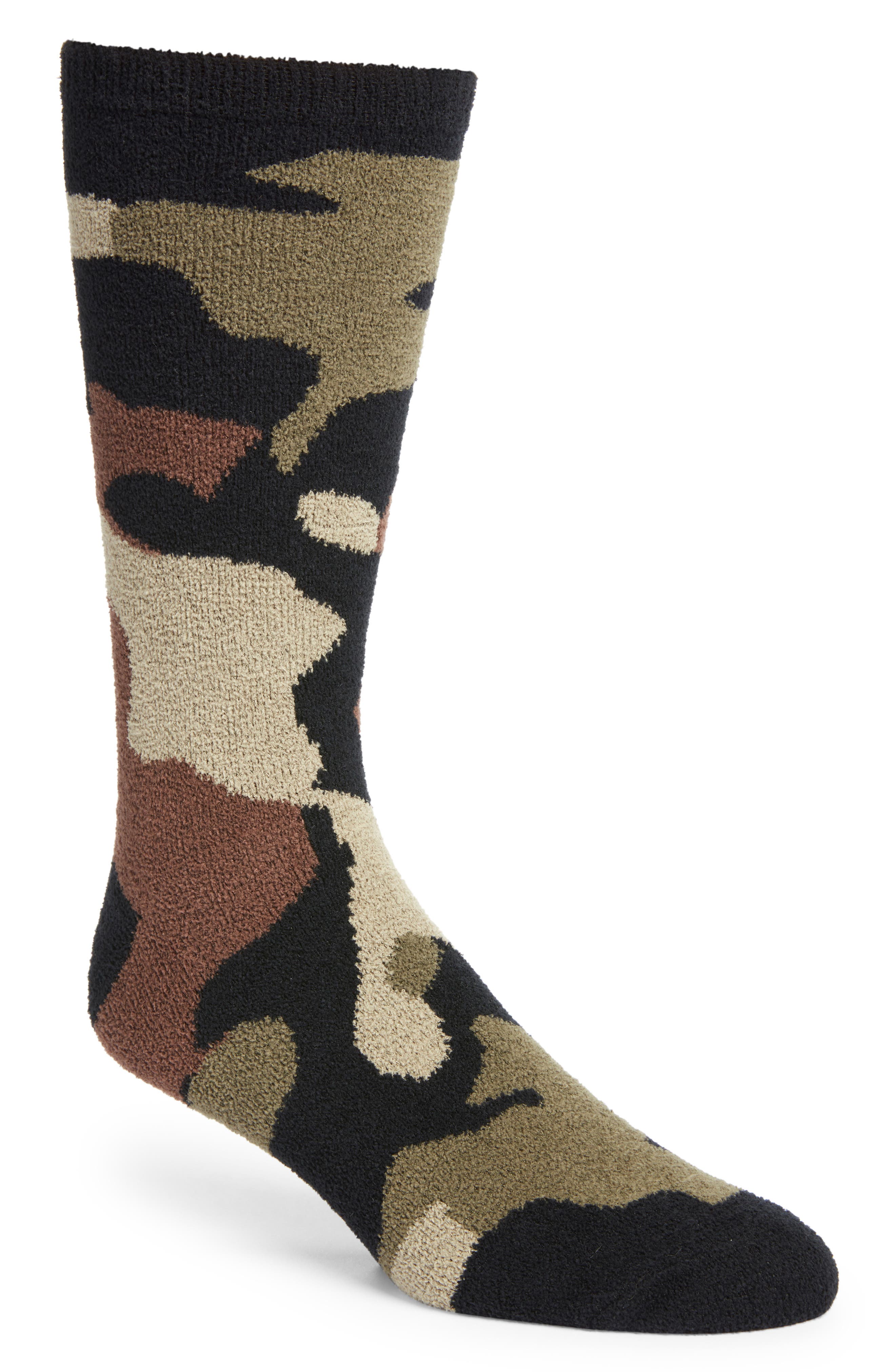 Army green Men Camo Socks Fashion Patterned Crew Socks Comfort Cotton Socks 